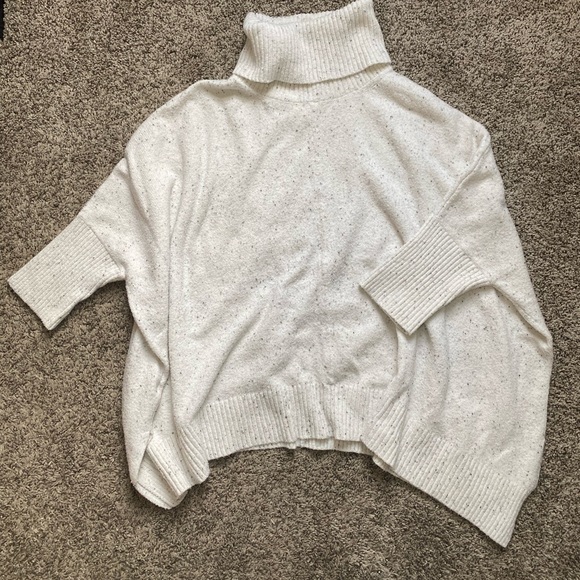 LOFT Flowy White Speckled Turtleneck Sweater - Picture 7 of 10